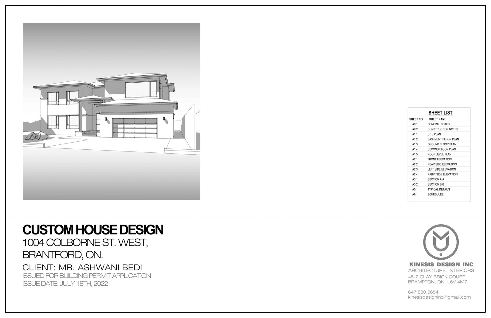 Custom Residence Design - 1004 Colborne St West, Brantford, ON